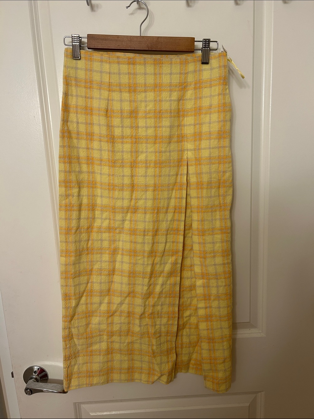 Zara Yellow Plaid Maxi Skirt